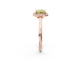 Rose gold Fancy Yellow Radiant Cut Halo Round Diamond Solitaire Engagement Ring with Pave Band and Four-Prong Setting_14