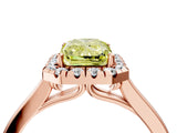Rose gold Fancy Yellow Radiant Cut Halo Round Diamond Solitaire Ring with Pavé Band and Four-Prong Setting_4