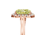 Rose gold Fancy Yellow Radiant Cut Halo Round Diamond Solitaire Ring with Pavé Band and Four-Prong Setting_5