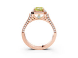 Rose gold Fancy Yellow Radiant Cut Halo Round Diamond Twist Band with Four-Prong Setting_3