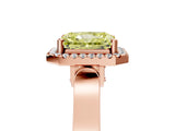 Rose gold Fancy Yellow Radiant Cut Halo Round Diamond Twist Band with Four-Prong Setting_5