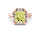 Rose gold Fancy Yellow Radiant  Cut Halo Solitaire Engagement Ring with Square Band and Four-Prong Setting_12