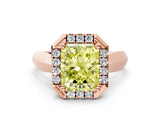 Rose gold Fancy Yellow Radiant  Cut Halo Solitaire Engagement Ring with Square Band and Four-Prong Setting_78