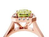 Rose gold Fancy Yellow Radiant  Cut Halo Solitaire Engagement Ring with Square Band and Four-Prong Setting_82