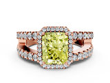 Rose gold Fancy Yellow Radiant  Cut Halo Split Shank Diamond Ring with Four-Prong Setting_45