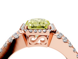 Rose gold Fancy Yellow Radiant  Cut Halo Split Shank Diamond Ring with Four-Prong Setting_49