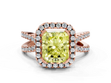 Rose gold Fancy Yellow Radiant  Cut Halo Split Shank Pave Set Ring_62