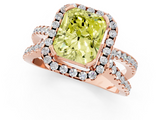 Rose gold Fancy Yellow Radiant  Cut Halo Split Shank Pave Set Ring_63
