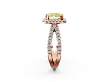 Rose gold Fancy Yellow Radiant  Cut Halo Split Shank Pave Set Ring_64