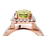 Rose gold Fancy Yellow Radiant  Cut Halo Split Shank Pave Set Ring_66