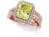 Rose gold Fancy Yellow Radiant  Cut Halo Split Shank Prong Setting Ring_13