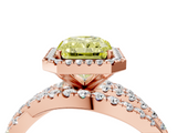 Rose gold Fancy Yellow Radiant  Cut Halo Split Shank Prong Setting Ring_62