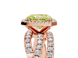 Rose gold Fancy Yellow Radiant  Cut Halo Split Shank Prong Setting Ring_63