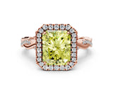 Rose gold Fancy Yellow Radiant Cut Halo Twist Band with Four-Prong Setting_12