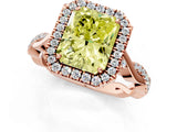 Rose gold Fancy Yellow Radiant Cut Halo Twist Band with Four-Prong Setting_13