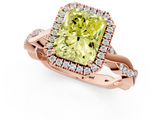Rose gold Fancy Yellow Radiant  Cut Halo Twisted Band Four-Prong Ring_21