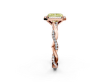 Rose gold Fancy Yellow Radiant  Cut Halo Twisted Band Four-Prong Ring_22