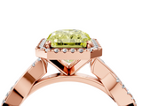 Rose gold Fancy Yellow Radiant  Cut Halo Twisted Band Four-Prong Ring_24