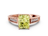 Rose gold Fancy Yellow Radiant  Cut Milgrain Channel Set Engagement Ring with Solitaire Prong Setting_49