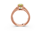 Rose gold Fancy Yellow Radiant  Cut Milgrain Channel Set Engagement Ring with Solitaire Prong Setting_52