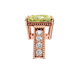 Rose gold Fancy Yellow Radiant  Cut Milgrain Channel Set Engagement Ring with Solitaire Prong Setting_54