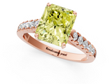 Rose gold Fancy Yellow Radiant  Cut Pavé Band Solitaire Ring with Four-Prong Setting_26