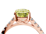 Rose gold Fancy Yellow Radiant  Cut Pavé Band Solitaire Ring with Four-Prong Setting_29