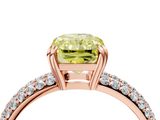 Rose gold Fancy Yellow Radiant  Cut Pave Diamond Engagement Ring with Channel Set Band and Four-Prong Setting_24