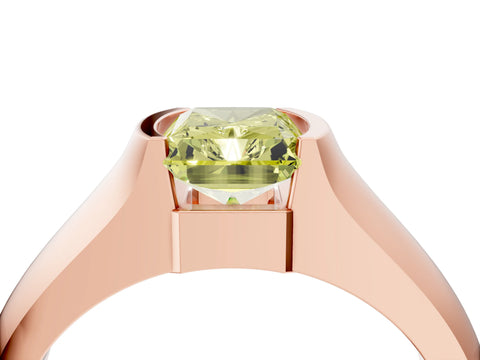 Rose gold Fancy Yellow Radiant Cut Solitaire Bezel Set Diamond Ring with Wide Band_4