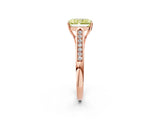 Rose gold Fancy Yellow Radiant Cut Solitaire Cathedral Diamond Engagement Ring with Channel-Set Band and Four-Prong Setting_5