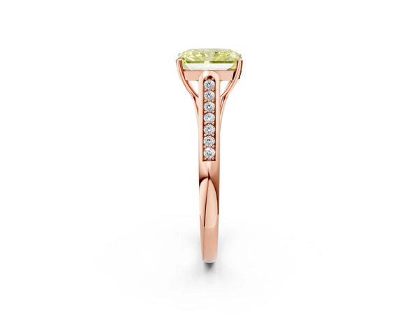 Rose Gold Radiant Cut Cathedral Solitaire Engagement Ring Setting for Fancy Yellow Center