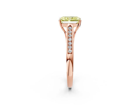 Rose gold Fancy Yellow Radiant Cut Solitaire Cathedral Diamond Engagement Ring with Channel-Set Band and Four-Prong Setting_5