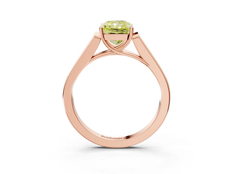 Rose gold Fancy Yellow Radiant Cut Solitaire Cathedral Diamond Engagement Ring with Channel-Set Band and Four-Prong Setting_6