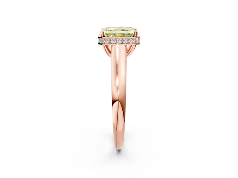 Rose gold Fancy Yellow Radiant Cut Solitaire Diamond Engagement Ring with Four-Prong Setting and Tapered Band_2