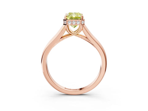 Rose gold Fancy Yellow Radiant Cut Solitaire Diamond Engagement Ring with Four-Prong Setting and Tapered Band_3