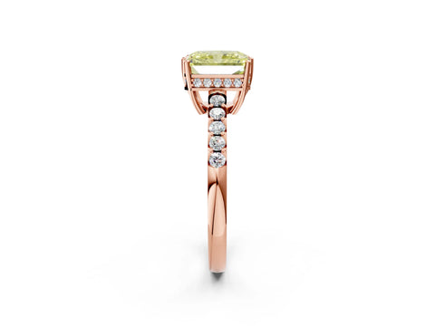 Rose gold Fancy Yellow Radiant Cut Solitaire Diamond Engagement Ring with Pavé Band and Six-Prong Setting_14
