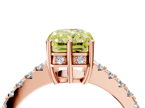 Rose gold Fancy Yellow Radiant Cut Solitaire Diamond Engagement Ring with Pavé Band and Six-Prong Setting_16