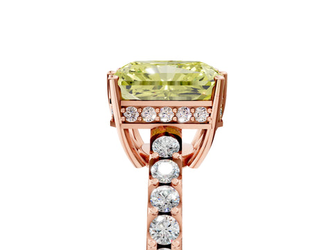 Rose gold Fancy Yellow Radiant Cut Solitaire Diamond Engagement Ring with Pavé Band and Six-Prong Setting_17