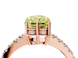 Rose gold Fancy Yellow Radiant Cut Solitaire Diamond Engagement Ring with Pavé Band and Six-Prong Setting_28