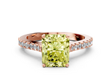 Rose gold Fancy Yellow Radiant  Cut Solitaire Diamond Engagement Ring with Pave Band and Four-Prong Setting_146