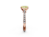 Rose gold Fancy Yellow Radiant  Cut Solitaire Diamond Engagement Ring with Pave Band and Four-Prong Setting_148