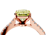 Rose gold Fancy Yellow Radiant  Cut Solitaire Diamond Engagement Ring with Pave Band and Four-Prong Setting_150
