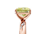 Rose gold Fancy Yellow Radiant Cut Solitaire Diamond Engagement Ring with Twisted Pave Band and Four-Prong Setting_8