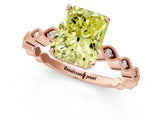 Rose gold Fancy Yellow Radiant Cut Solitaire Diamond Ring with Infinity Twist Band and Four-Prong Setting_1