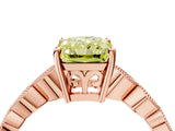 Rose gold Fancy Yellow Radiant Cut Solitaire Diamond Ring with Infinity Twist Band and Four-Prong Setting_4