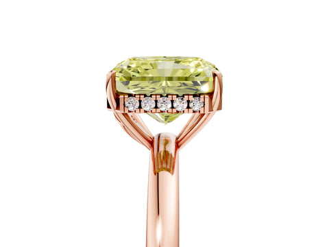 Rose gold Fancy Yellow Radiant Cut Solitaire Diamond Ring with Prong Setting and Plain Band_5