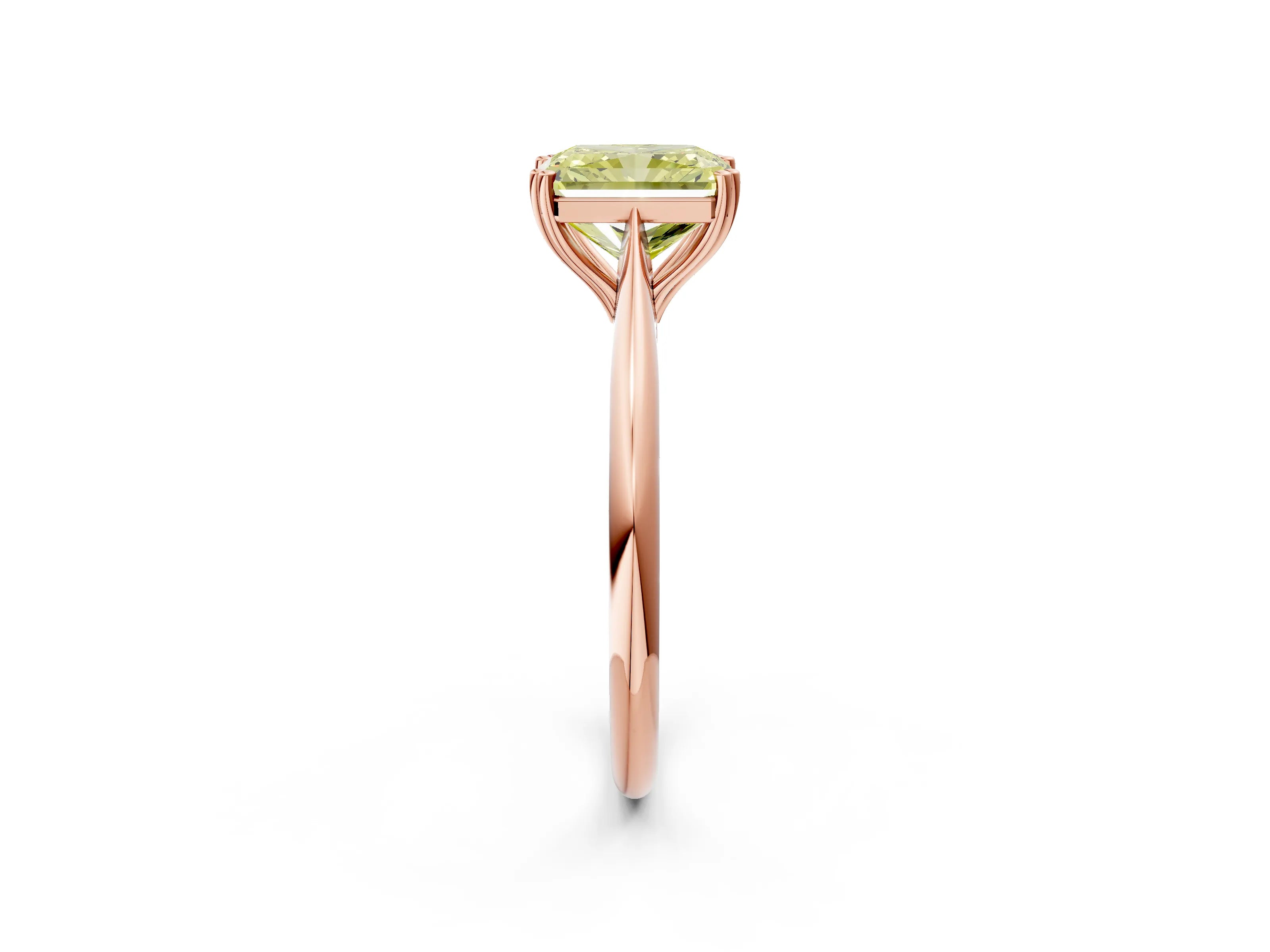 Rose gold Fancy Yellow Radiant Cut Solitaire Diamond Ring with Six-Prong Setting and Classic Band_2