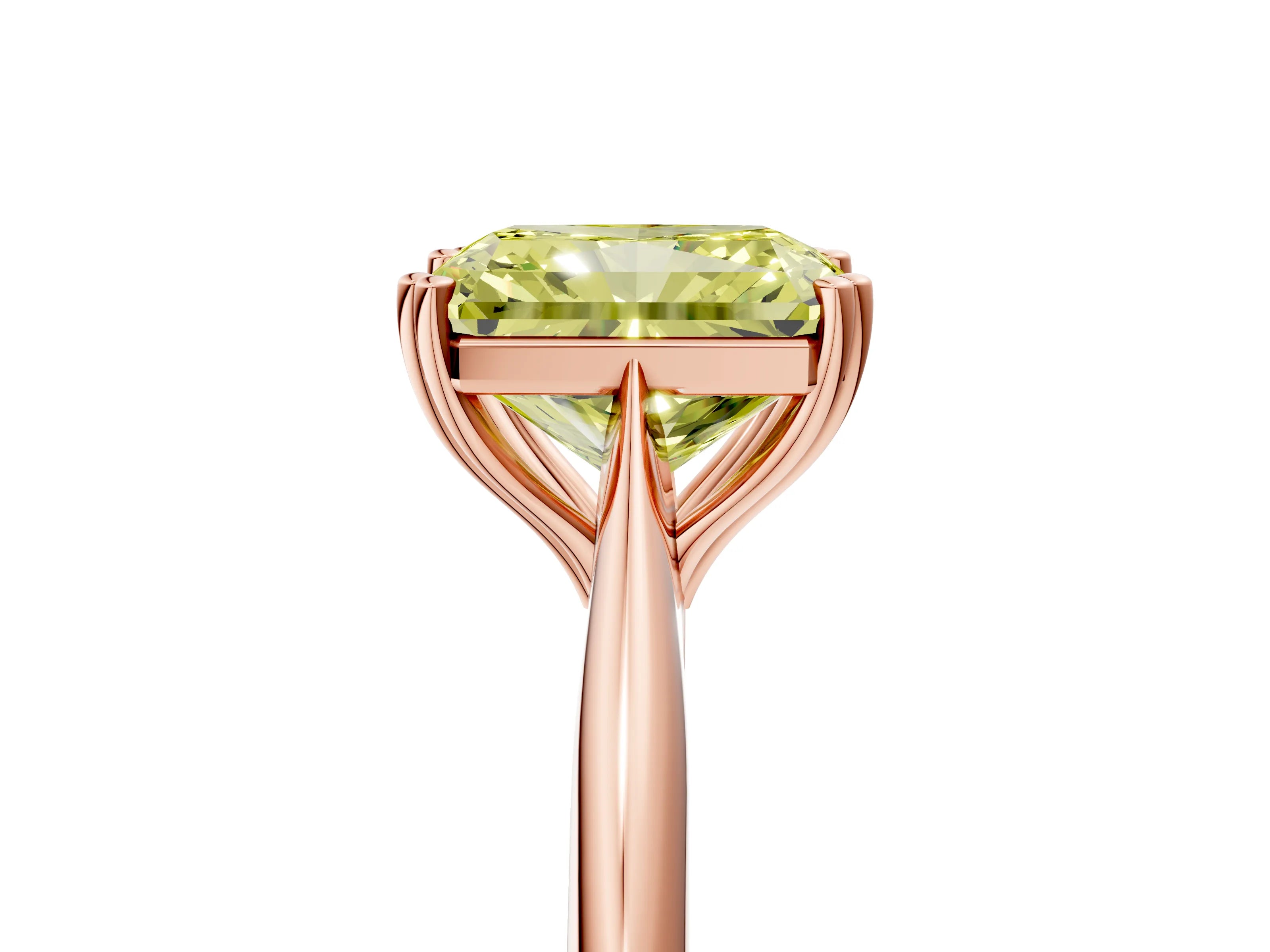 Rose gold Fancy Yellow Radiant Cut Solitaire Diamond Ring with Six-Prong Setting and Classic Band_5