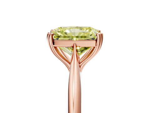 Rose gold Fancy Yellow Radiant Cut Solitaire Diamond Ring with Six-Prong Setting and Classic Band_5