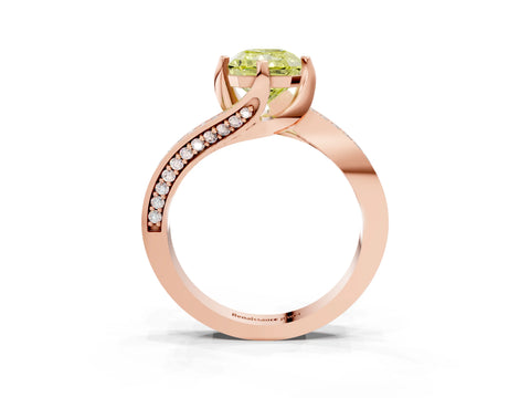 Rose gold Fancy Yellow Radiant Cut Solitaire Diamond Twist Band with Pavé Setting and Four-Prong Setting_3